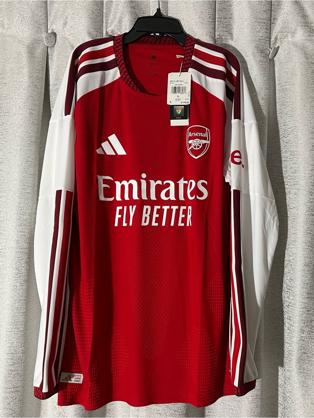 Arsenal FC 26/27 Home Long Sleeve Adidas Climacool+ Authentic Jersey Large NWT